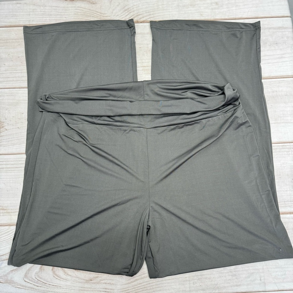 White Mark Gray Lightweight Wide Leg High Waisted Yoga Pants Plus Size 3XL NEW